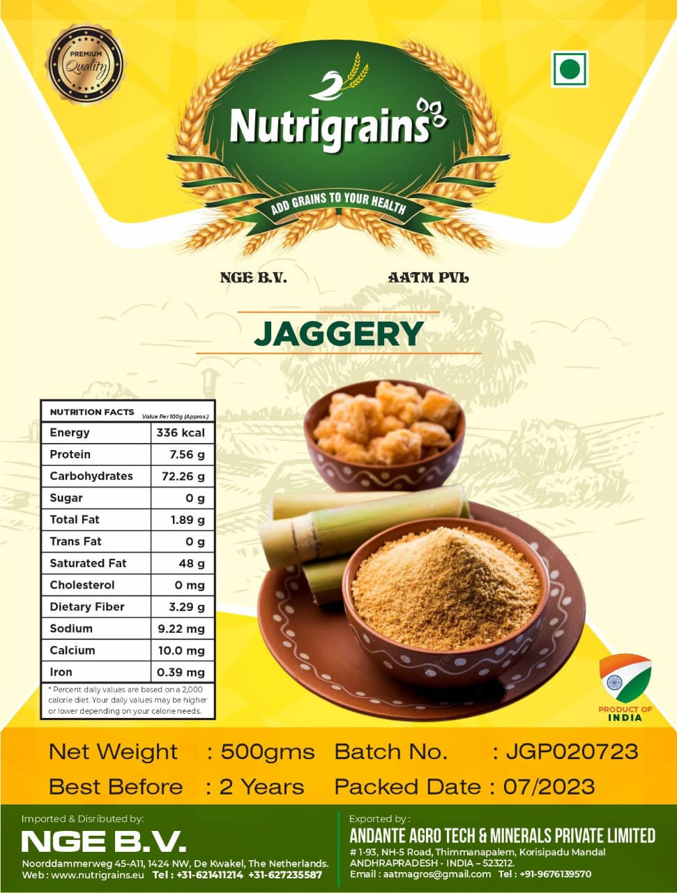 Nutrigrains Jaggery Powder 500GM (chemical free)